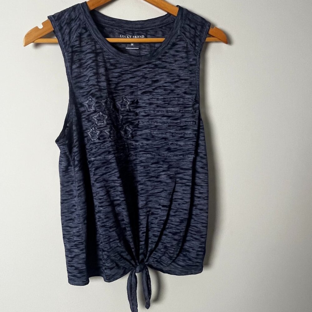 2/$30 Lucky Brand Blue American Flag Tank Medium